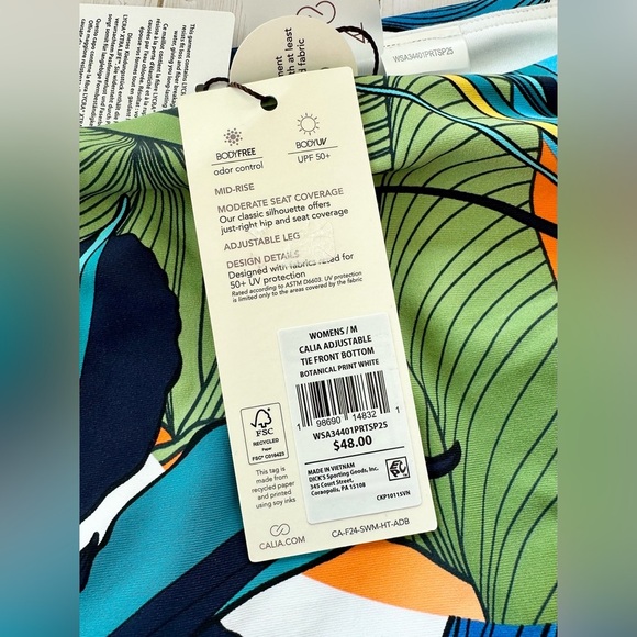 CALIA Women’s Long Sleeve Rushed Rashguard and Adjustable Tie Front Bottom NWT - Picture 6 of 12